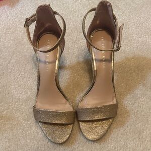 Kelly & Katie Metallic Gold Ankle-Strap Heels